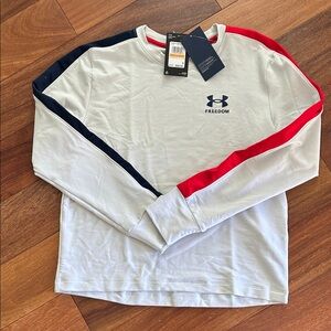 Under Armour “Freedom” Long Sleeve Shirt - White with Red and Blue - Size S -NWT